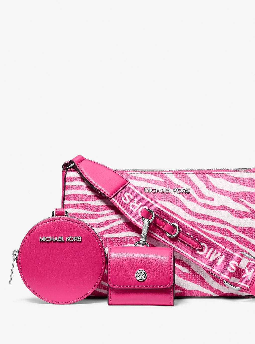 Jet Set Leather Medium Animal Print Logo Crossbody Bag with Case for Apple Airpods Pro