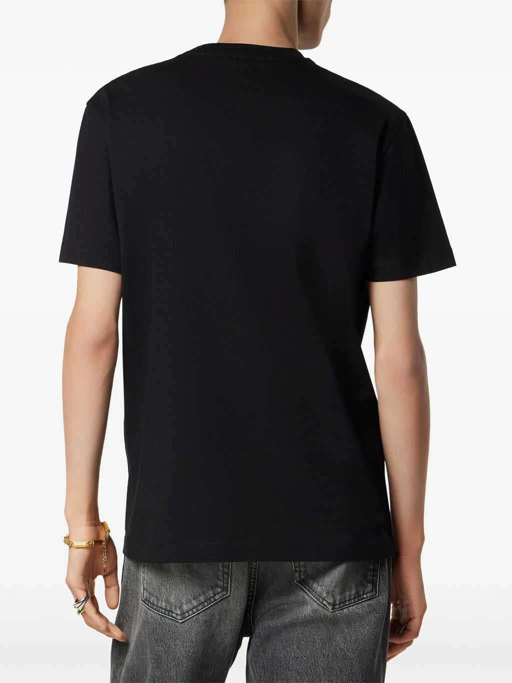 Black Minimalist Embroidered Logo Cotton T-shirt