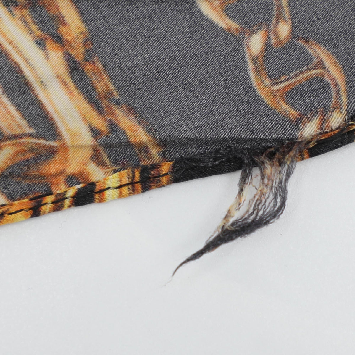 Versus Versace Black Chain Link Printed Silk Satin Long Sleeve Shirt