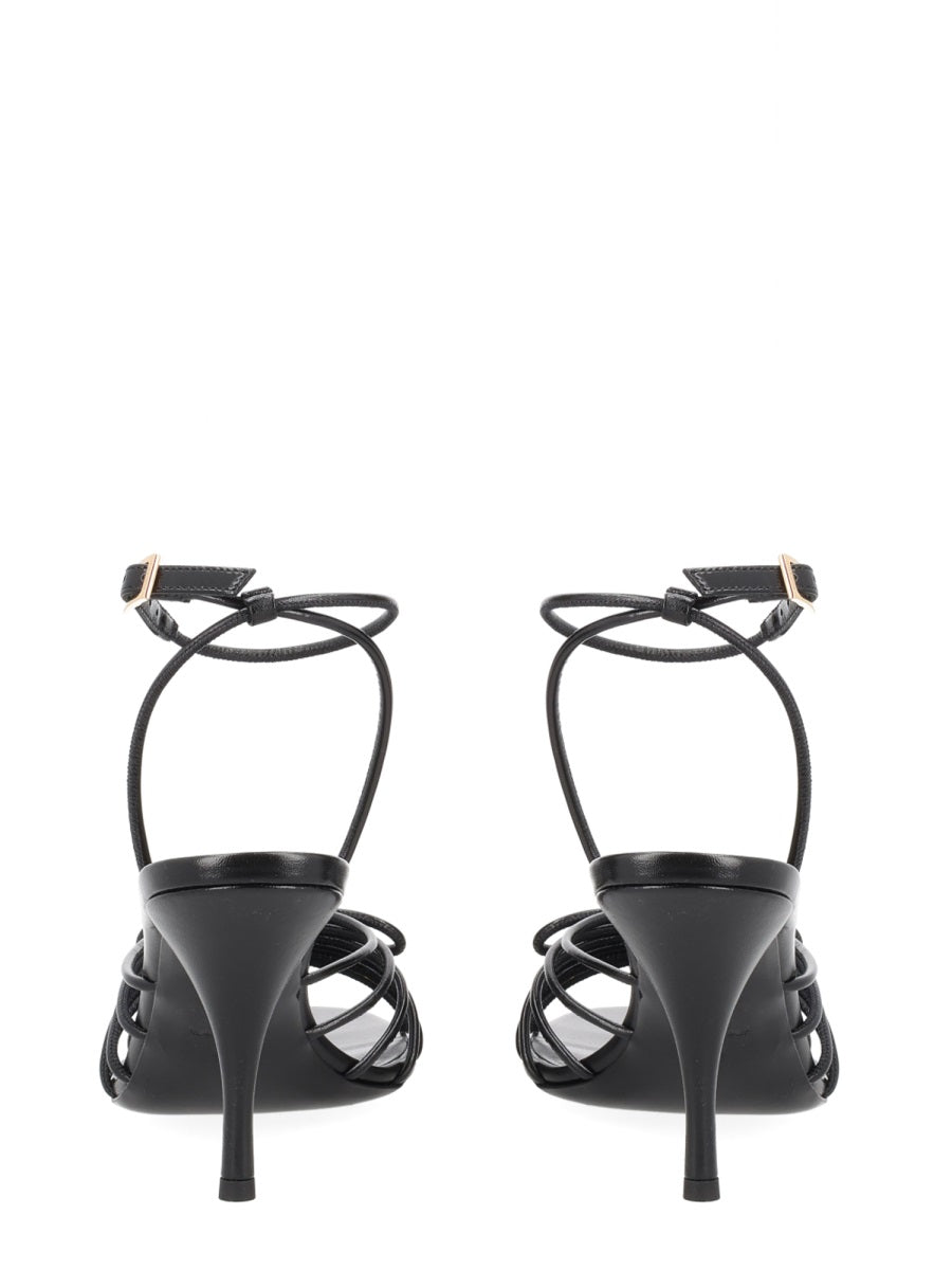 Opera Bow Gold-Tone Emblem Sandals