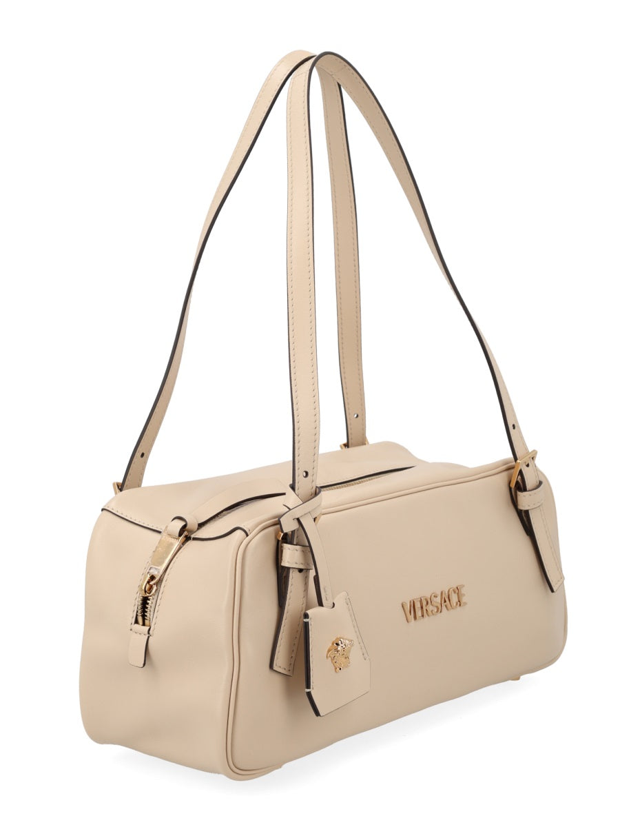Beige Tag Lamb Leather Shoulder Bag