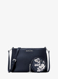 Trisha Pebbled Leather Crossbody Bag With Printed Signature Logo Pouch