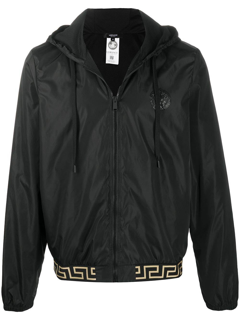 Versace Logo Nylon Zip-Up Windbreaker Jacket