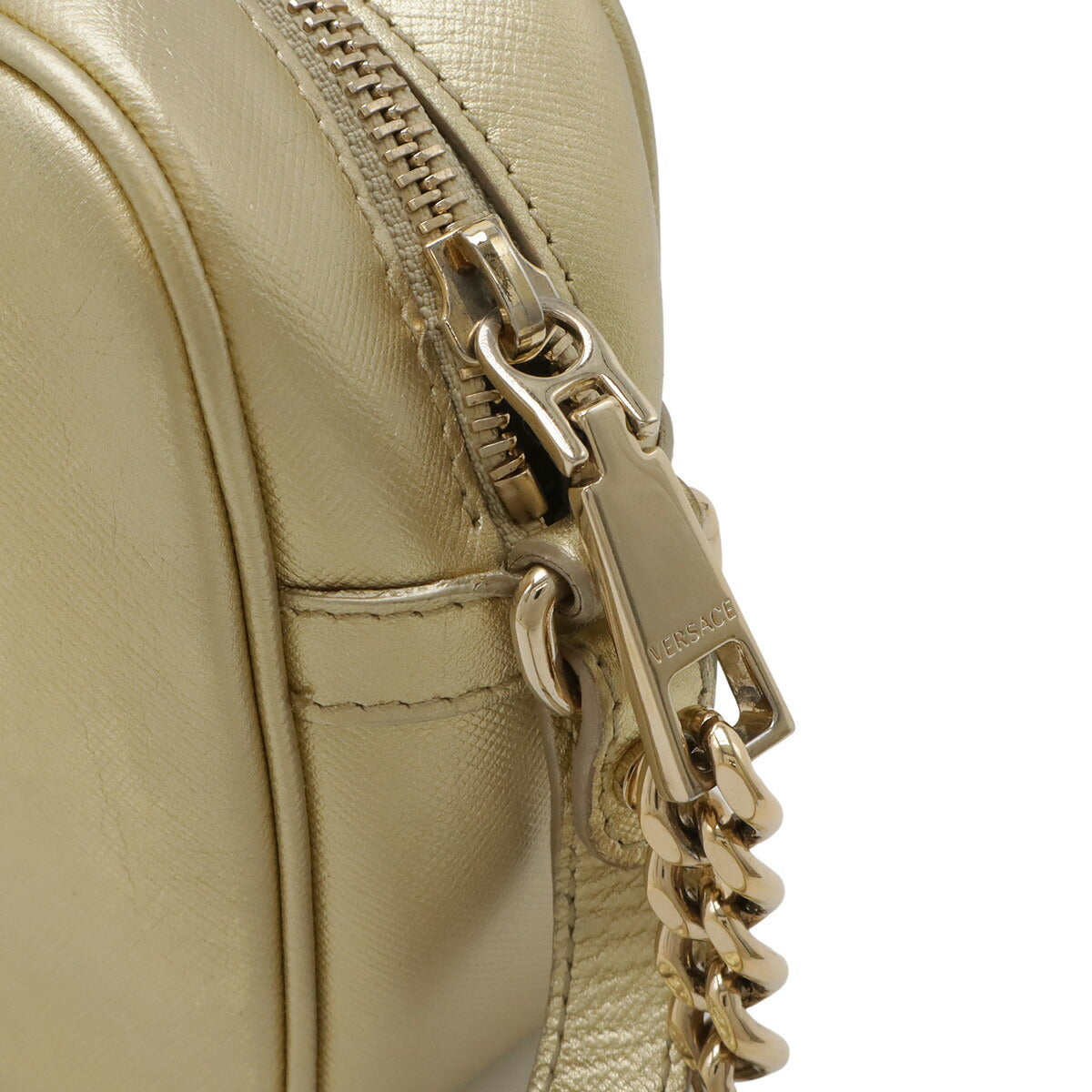 Versace Leather Shoulder Bag Metallic Gold