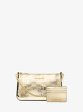 Jet Set Medium Metallic Logo Debossed Pochette and Card Case Gift Set