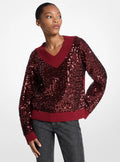 Sequined Cotton Blend Sweater