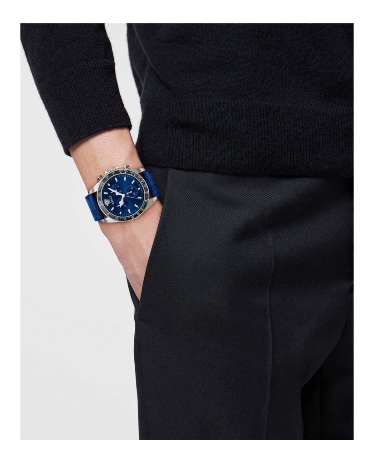 Greca Chrono Wave Leather Watch