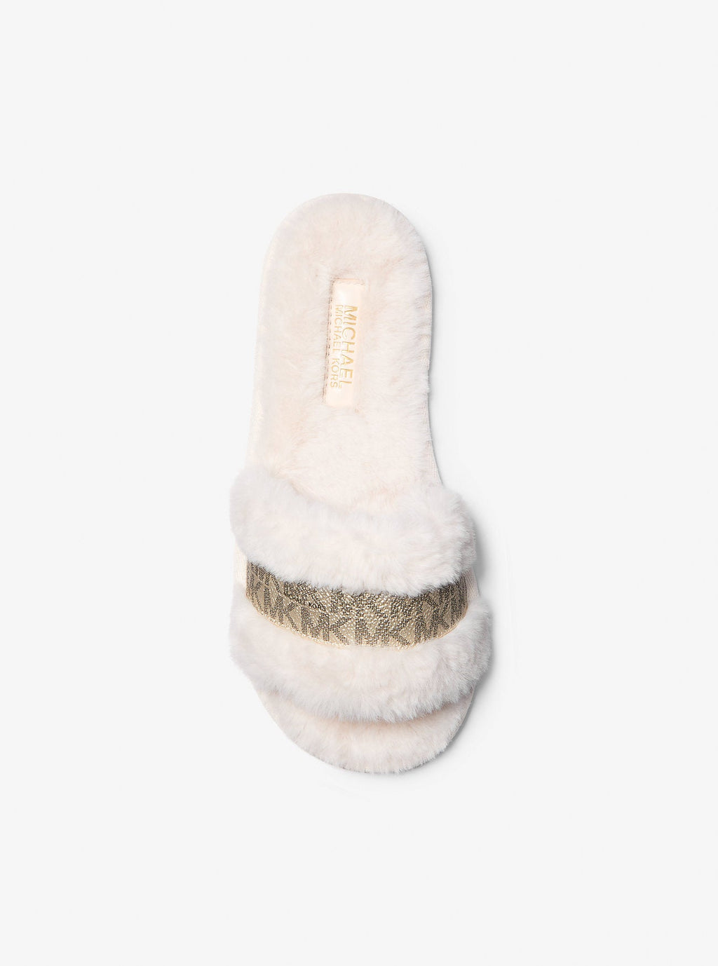 Alexis Faux Fur and Metallic Signature Logo Slide Sandal