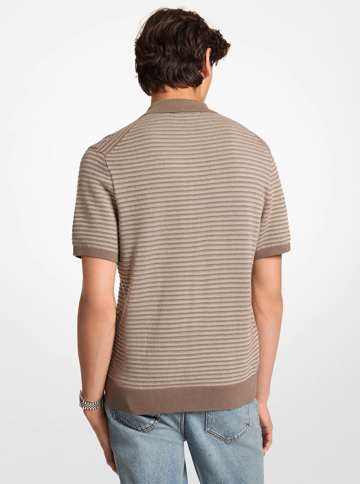 Two-Tone Knit Polo Shirt