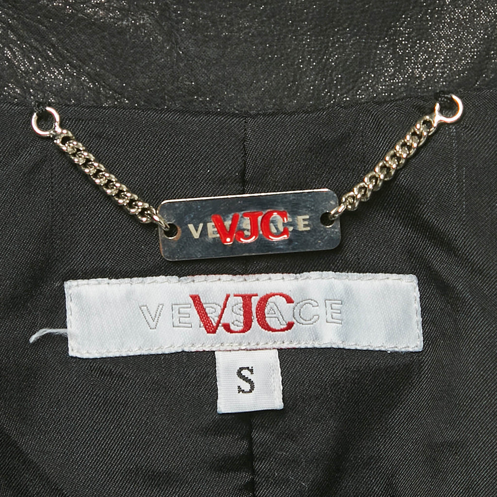 Versace Jeans Couture Black Leather Trench Coat