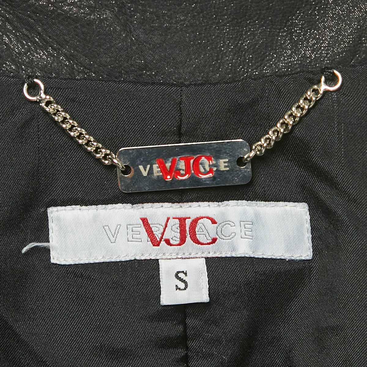 Versace Jeans Couture Black Leather Trench Coat