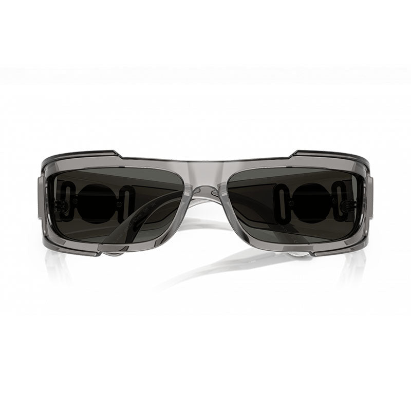 Versace Sunglasses Rectangle Full Rim, Black Frame And Dark Grey Lens Ve4446Gb1/87