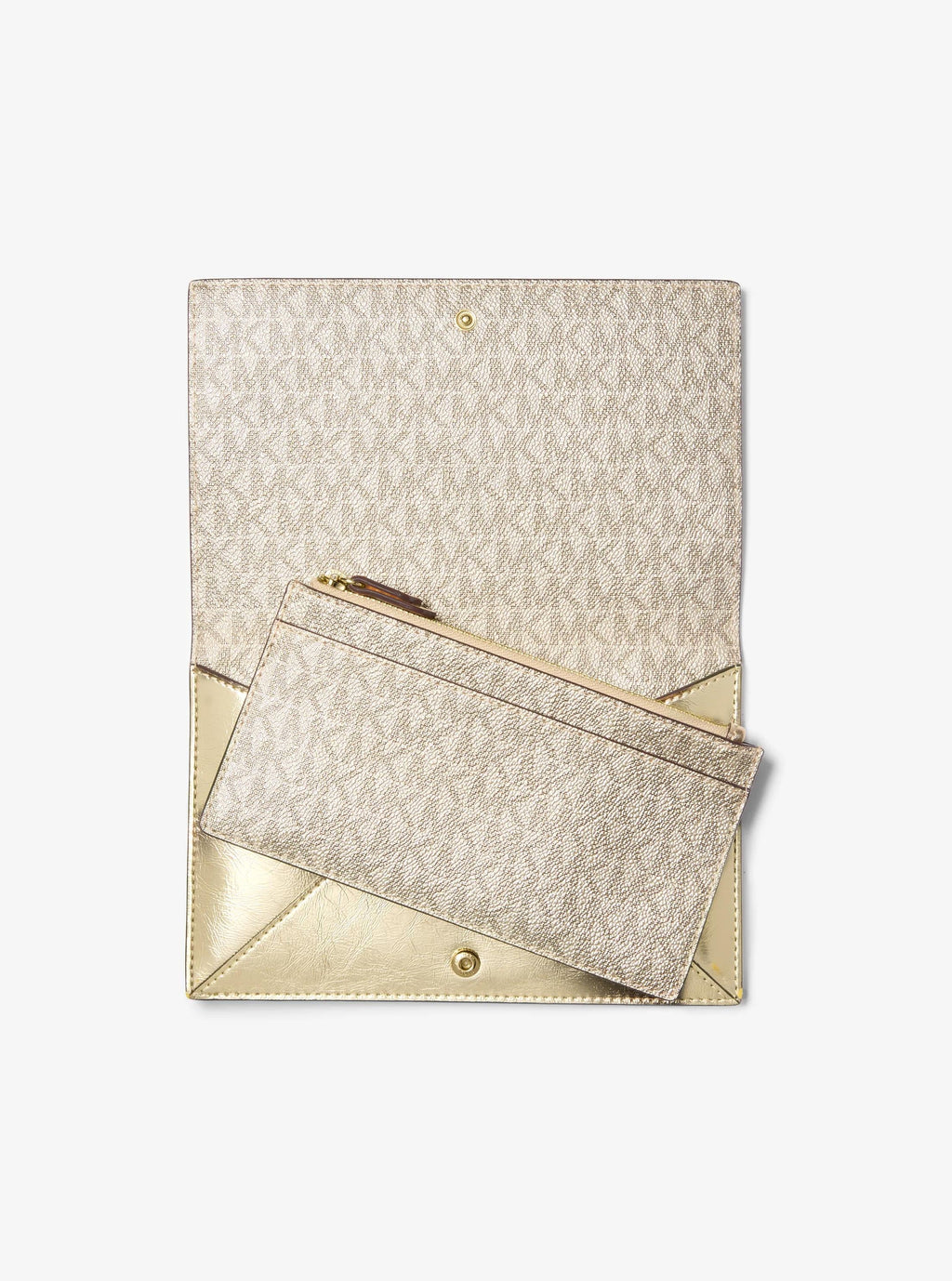 Jet Set Travel Small Metallic and Signature Logo 2-in-1 Clutch