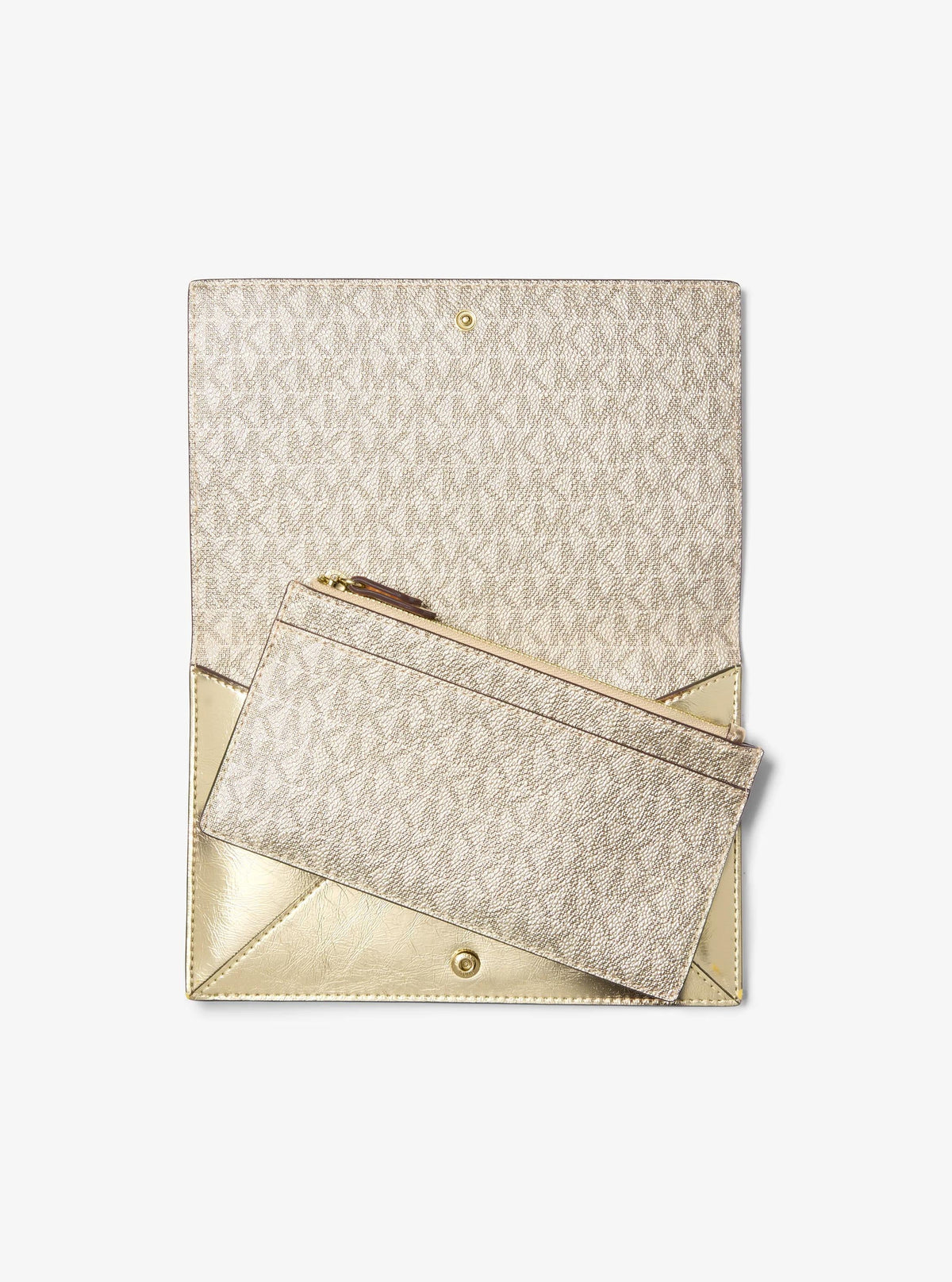 Jet Set Travel Small Metallic and Signature Logo 2-in-1 Clutch