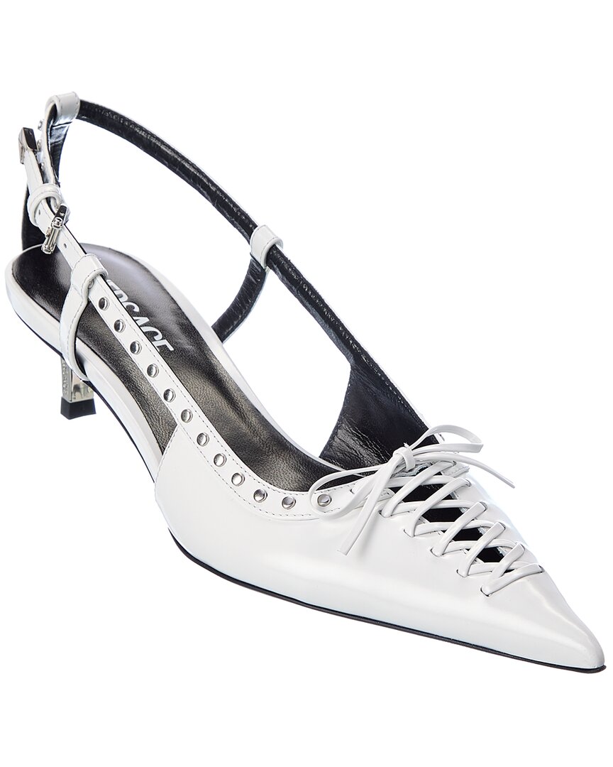 Versace Laced Pin-Point Leather Slingback Pump