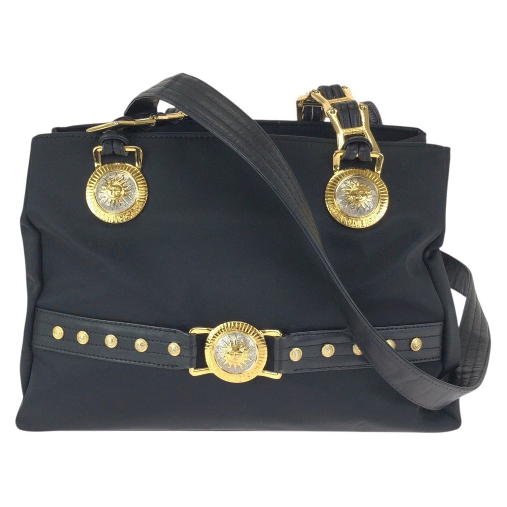 Versace Nylon Leather Shoulder Bag Tote Bag (Pre-Owned)