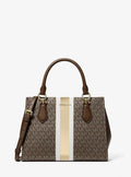 Michael Kors Outlet Marilyn Medium Signature Logo Stripe Satchel