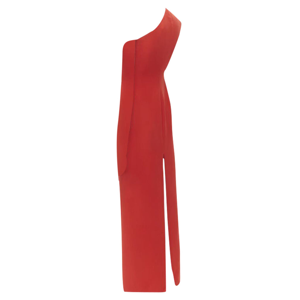 Versace silk VirtV clasp one shoulder gown dress