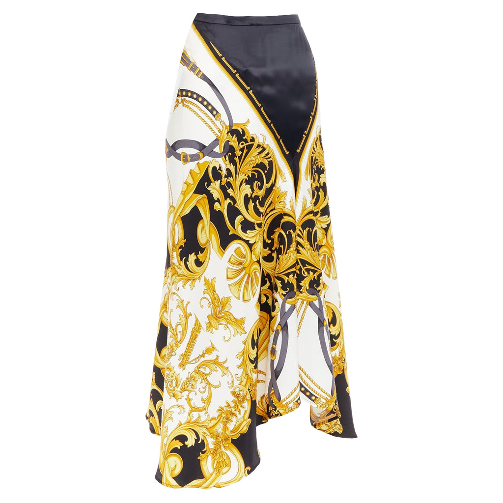 Versace Rodeo Barocco Silk Viscose Bias Cut Skirt