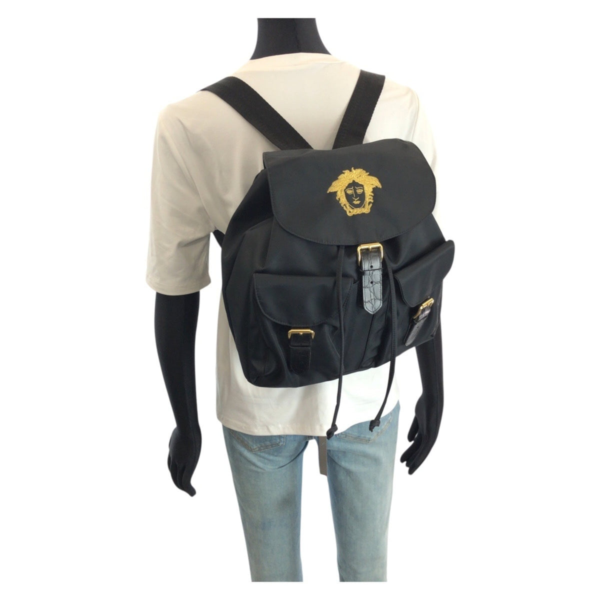 Versace Nylon Leather Backpack (Pre-Owned)