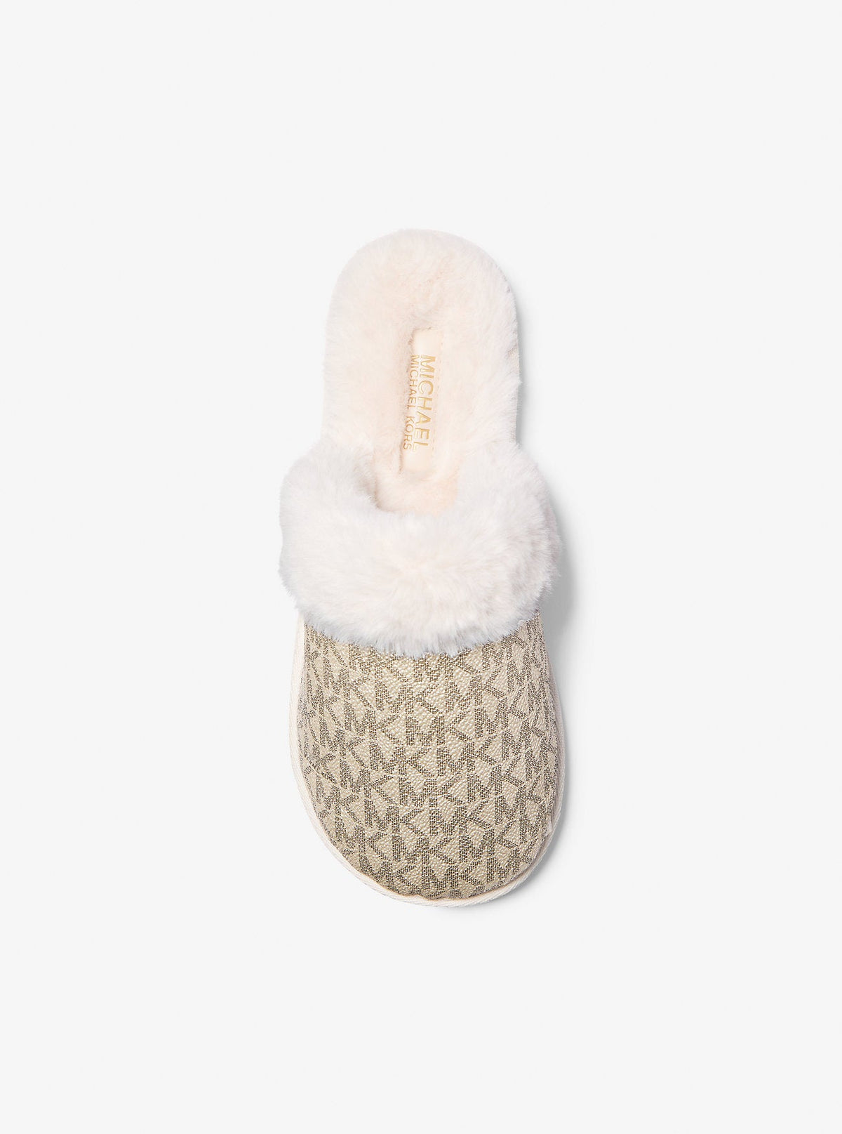 Liddy Metallic Signature Logo and Faux Fur Slipper