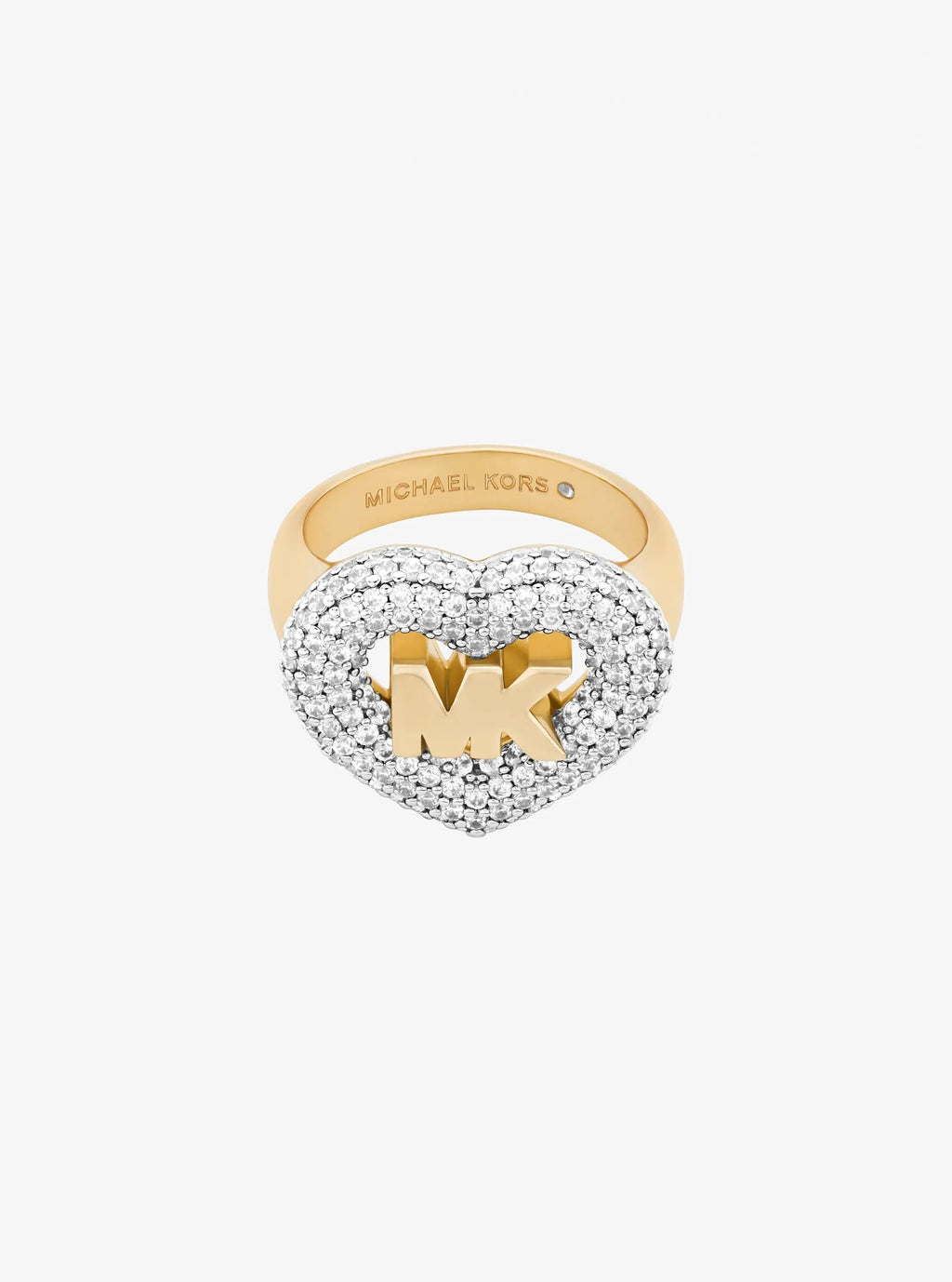 Logo and Pavé Heart Ring