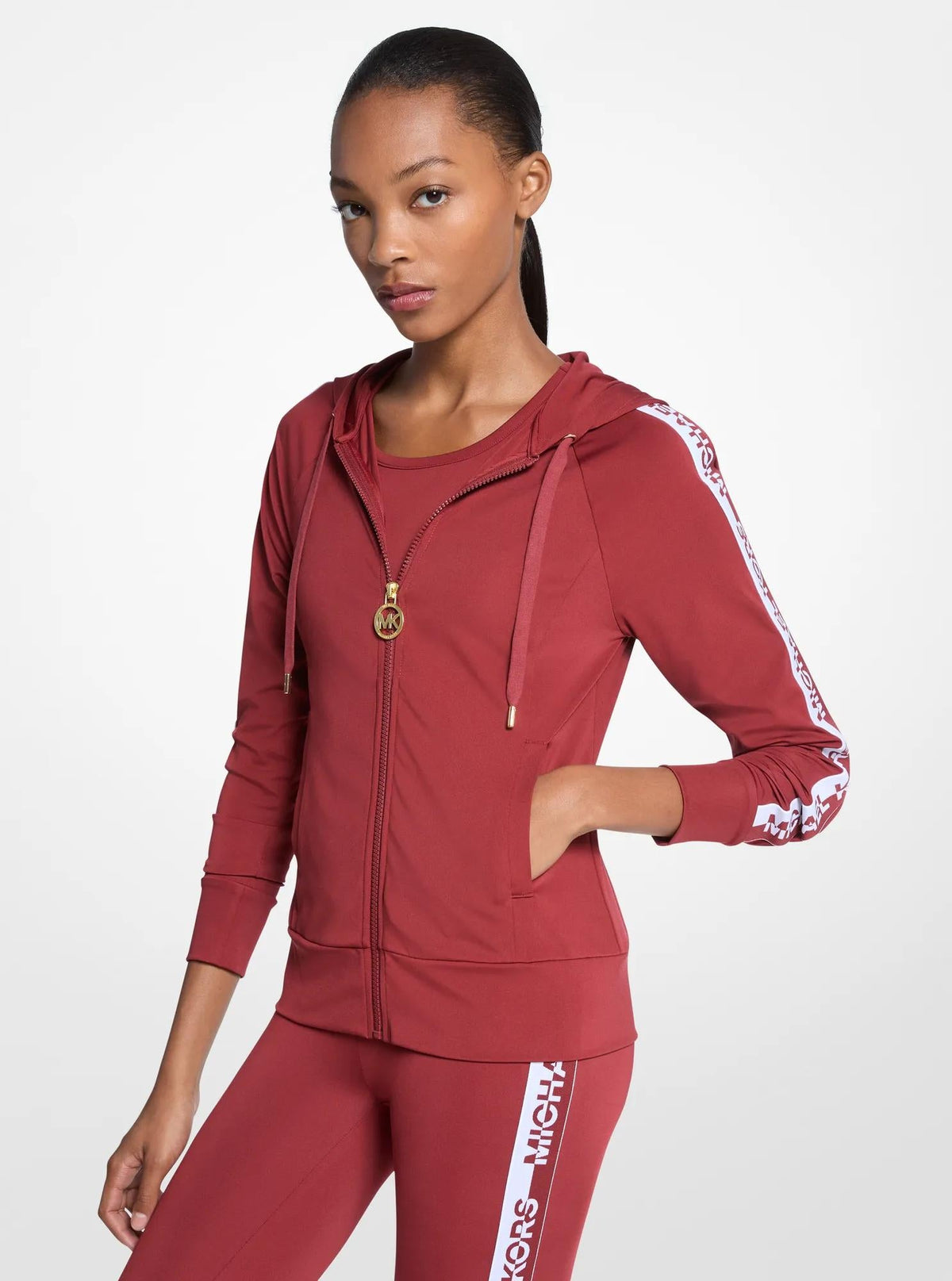 Logo Tape Zip-Up Hoodie