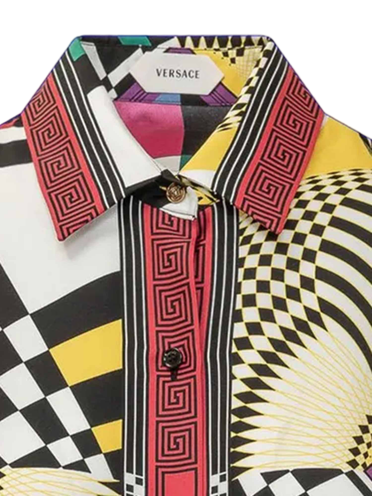 Multi Silk Geometric Print Long-Sleeve Shirt