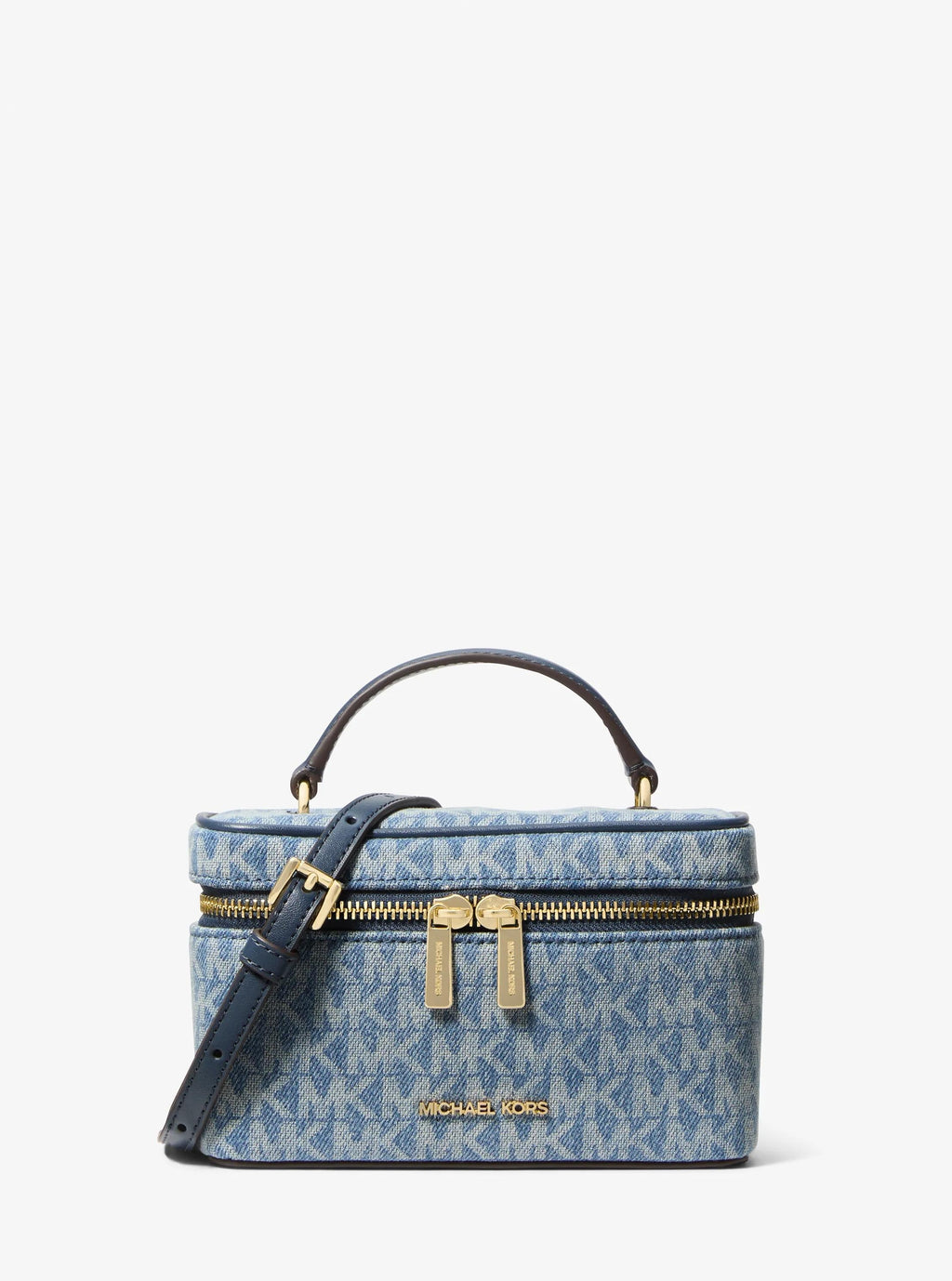 Vivi Small Signature Logo Print Denim Vanity Crossbody Bag