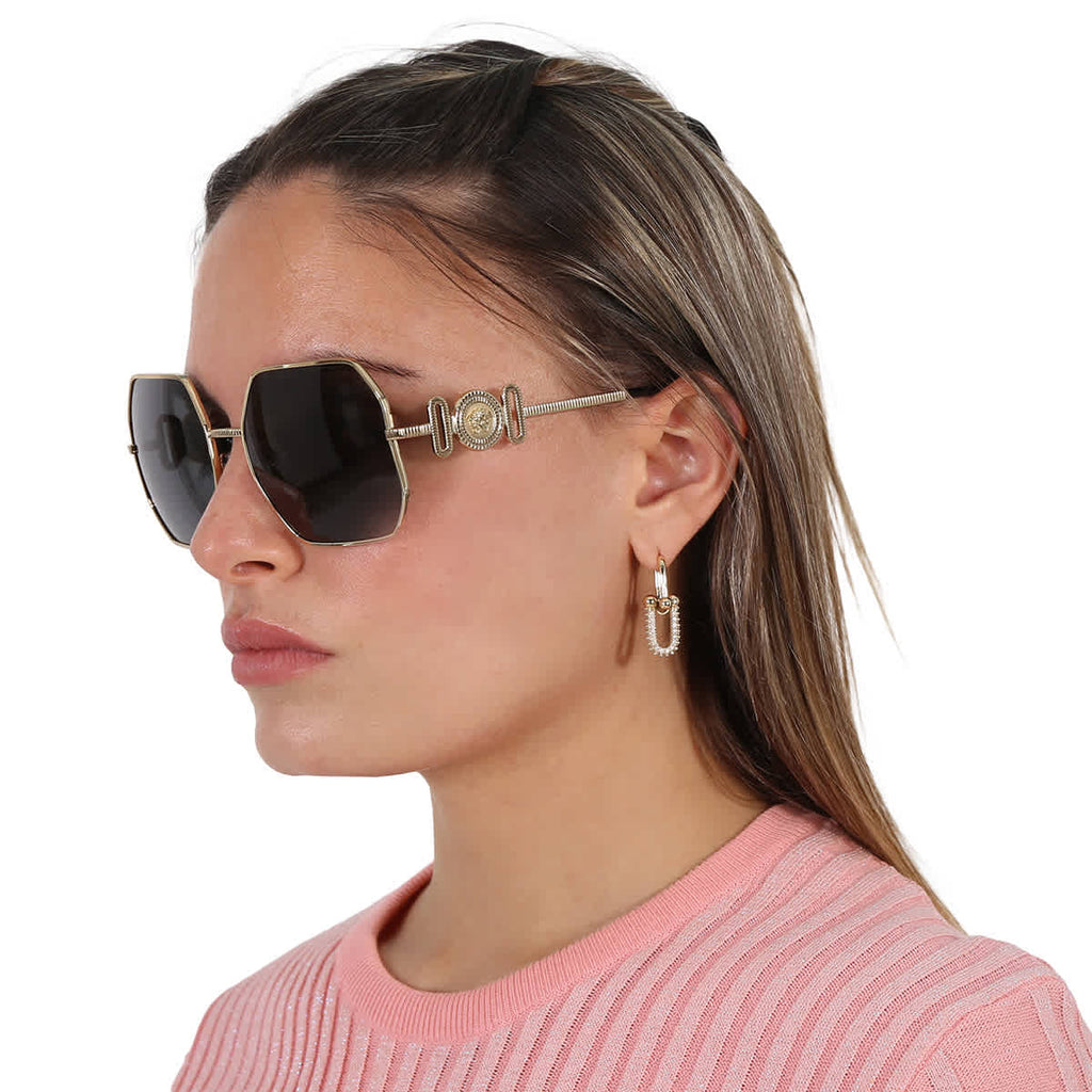 Versace Dark Gray Irregular Ladies Sunglasses VE2248 100287 58