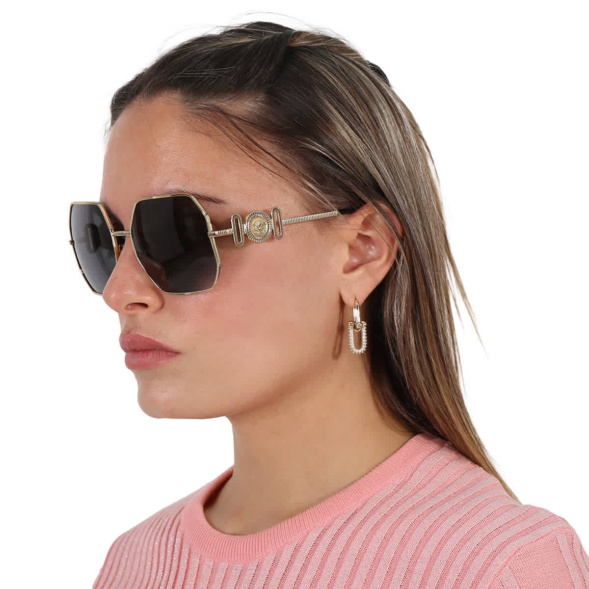 Versace Dark Gray Irregular Ladies Sunglasses VE2248 100287 58