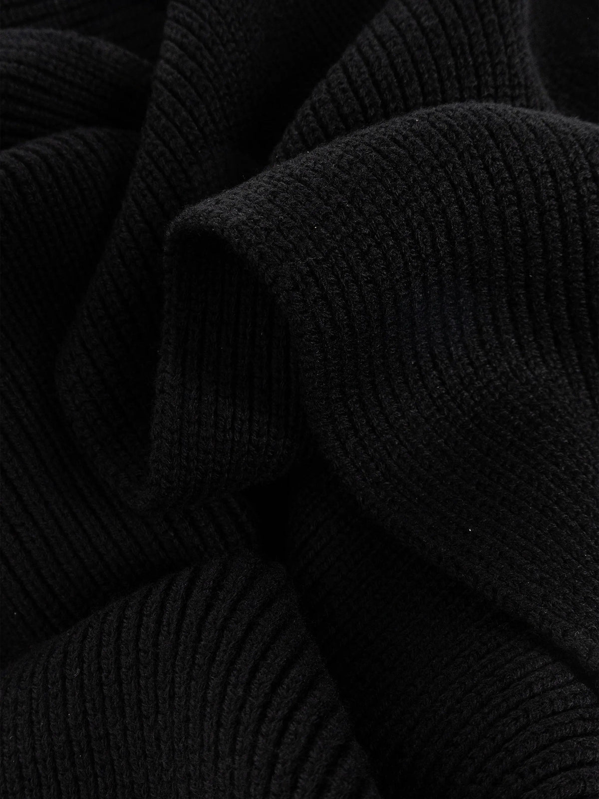 Soft Wool Knit Scarf With Gold Emblem