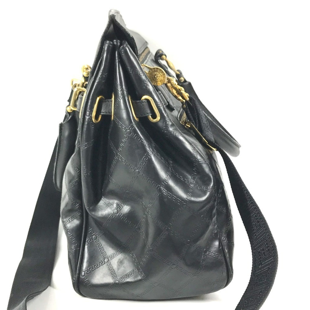 Versace Leather Boston Bag Handbag (Pre-Owned)