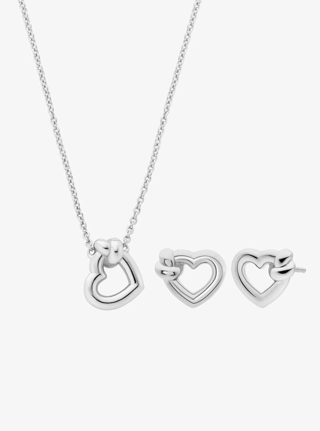 Knotted Heart Necklace and Earrings Gift Set