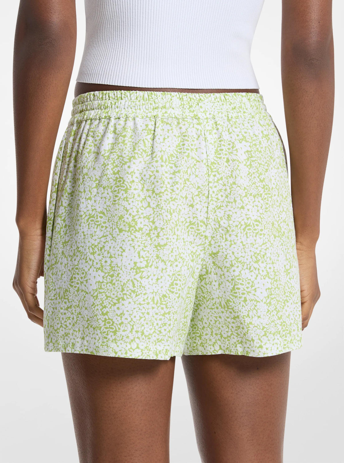 Floral Print Linen Blend Shorts
