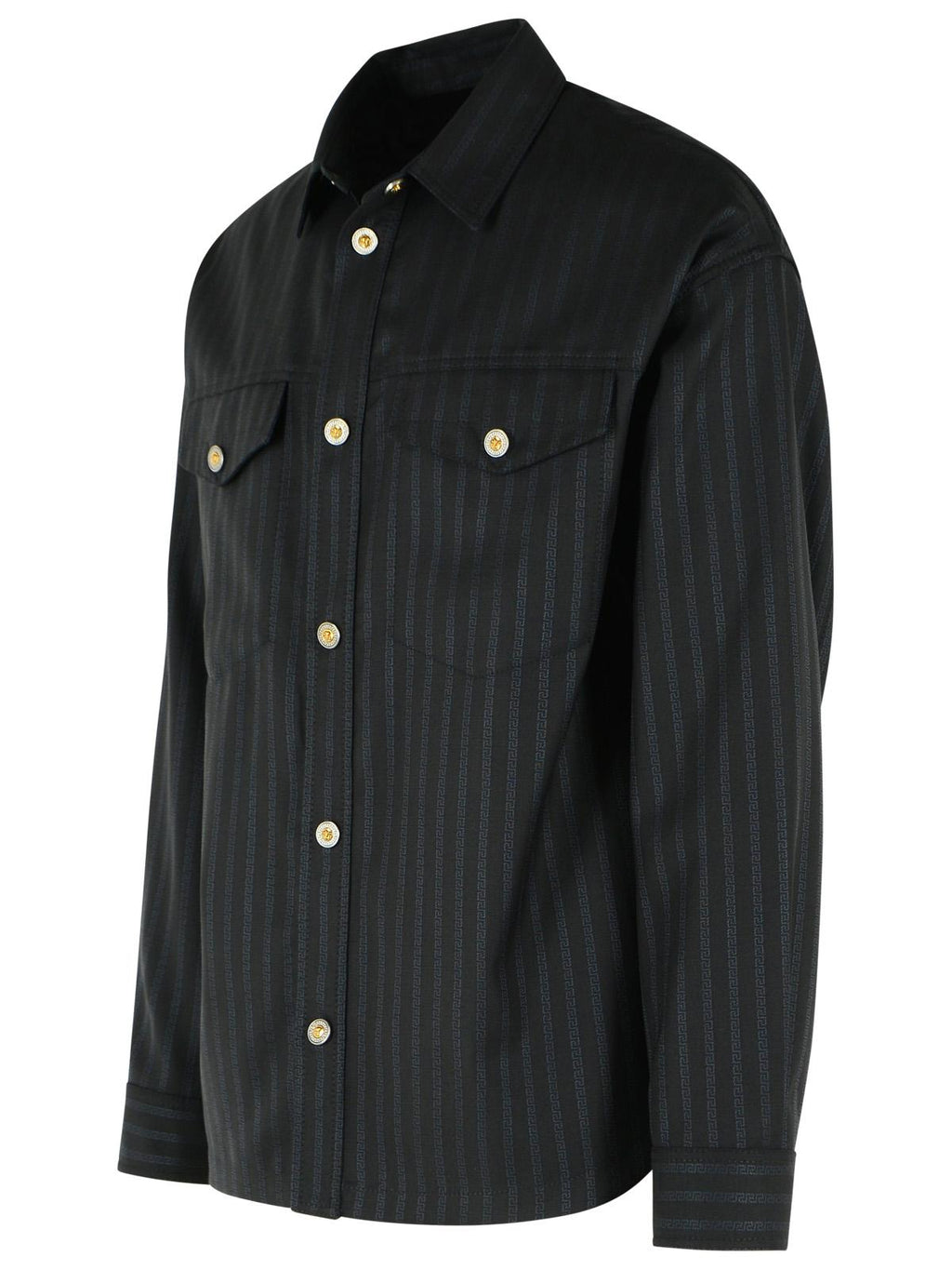Black Jacquard Medusa Button Wool Blazer