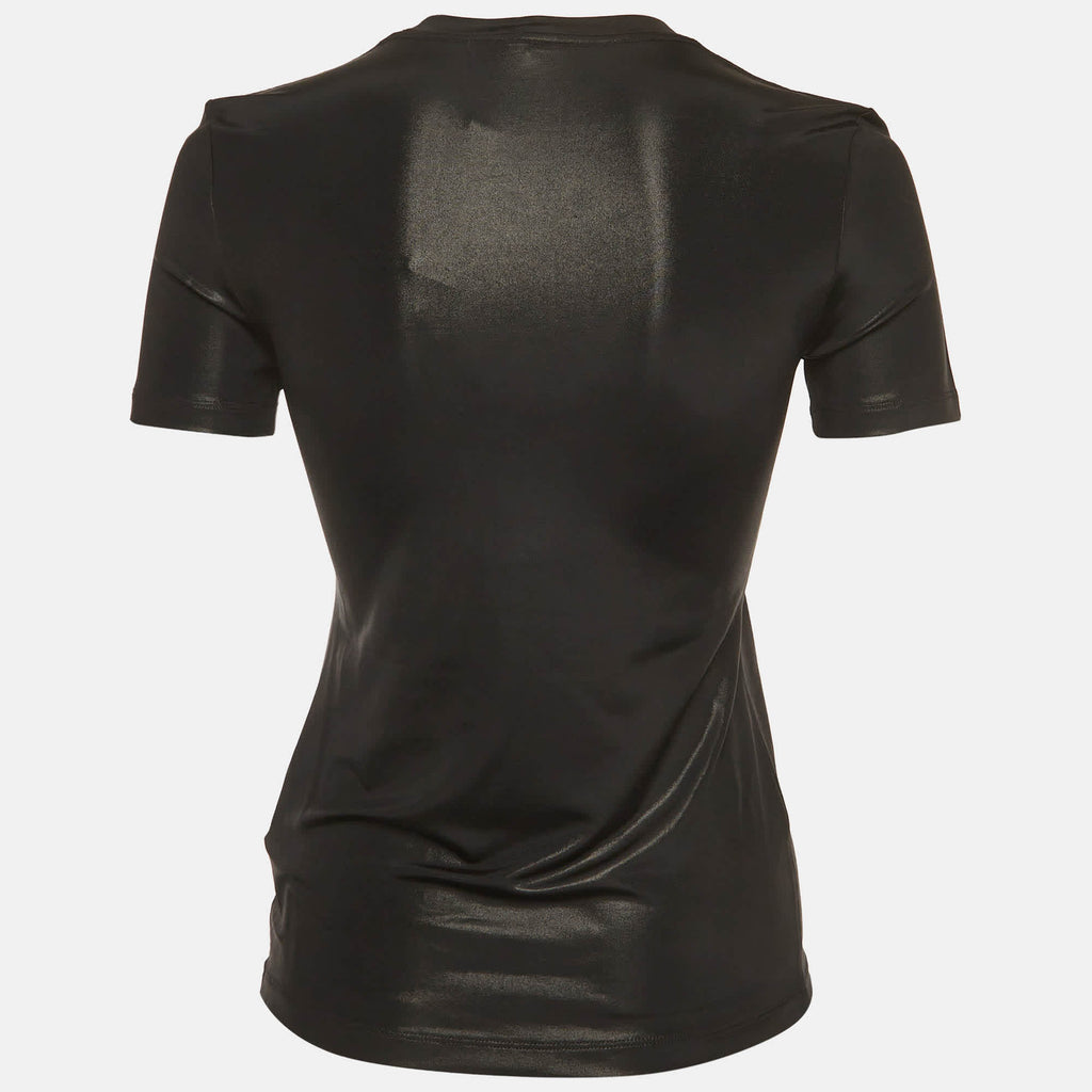 Versace Black Versace Goddess Print Jersey Crewneck T-Shirt
