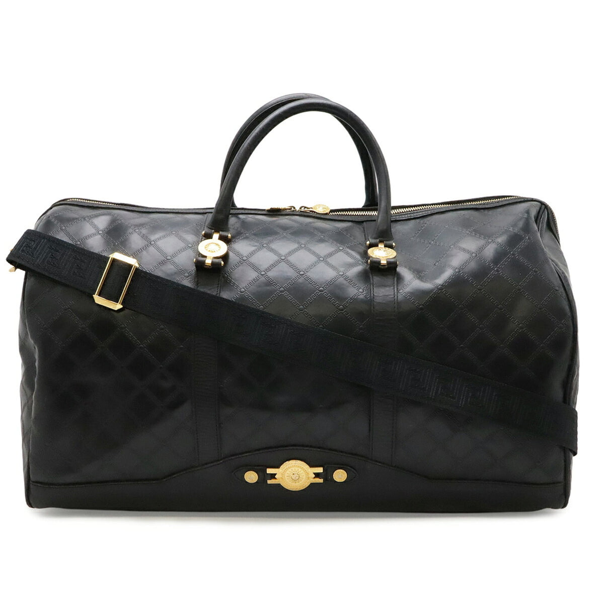Versace Coated Canvas Leather Boston Bag (Pre-Owned)
