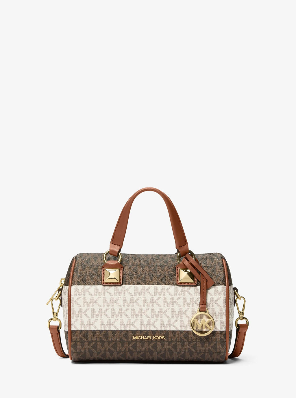 Grayson Small Striped Signature Logo Duffel Crossbody Bag