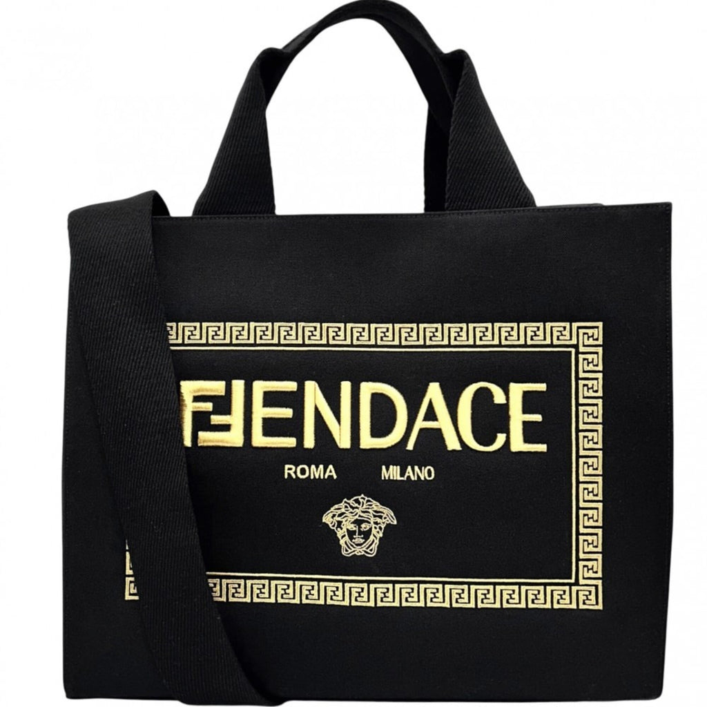 Versace gold Canvas Handbag Tote Bag (Pre-Owned)