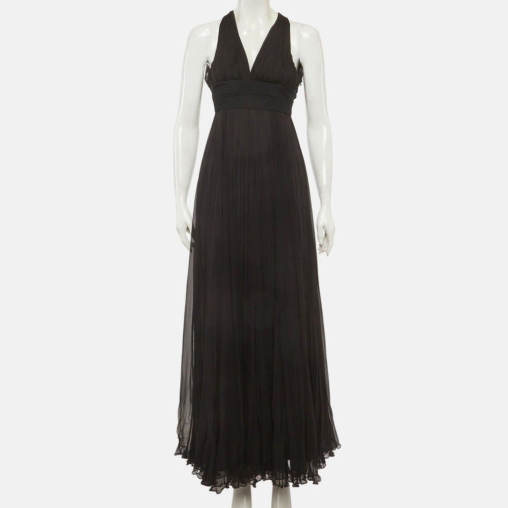 Versace Black Silk Halter Maxi Dress