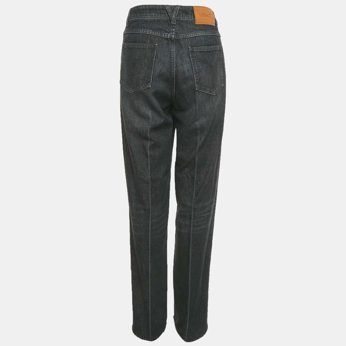 Versace Dark Grey Denim Wide Leg Jeans M Waist