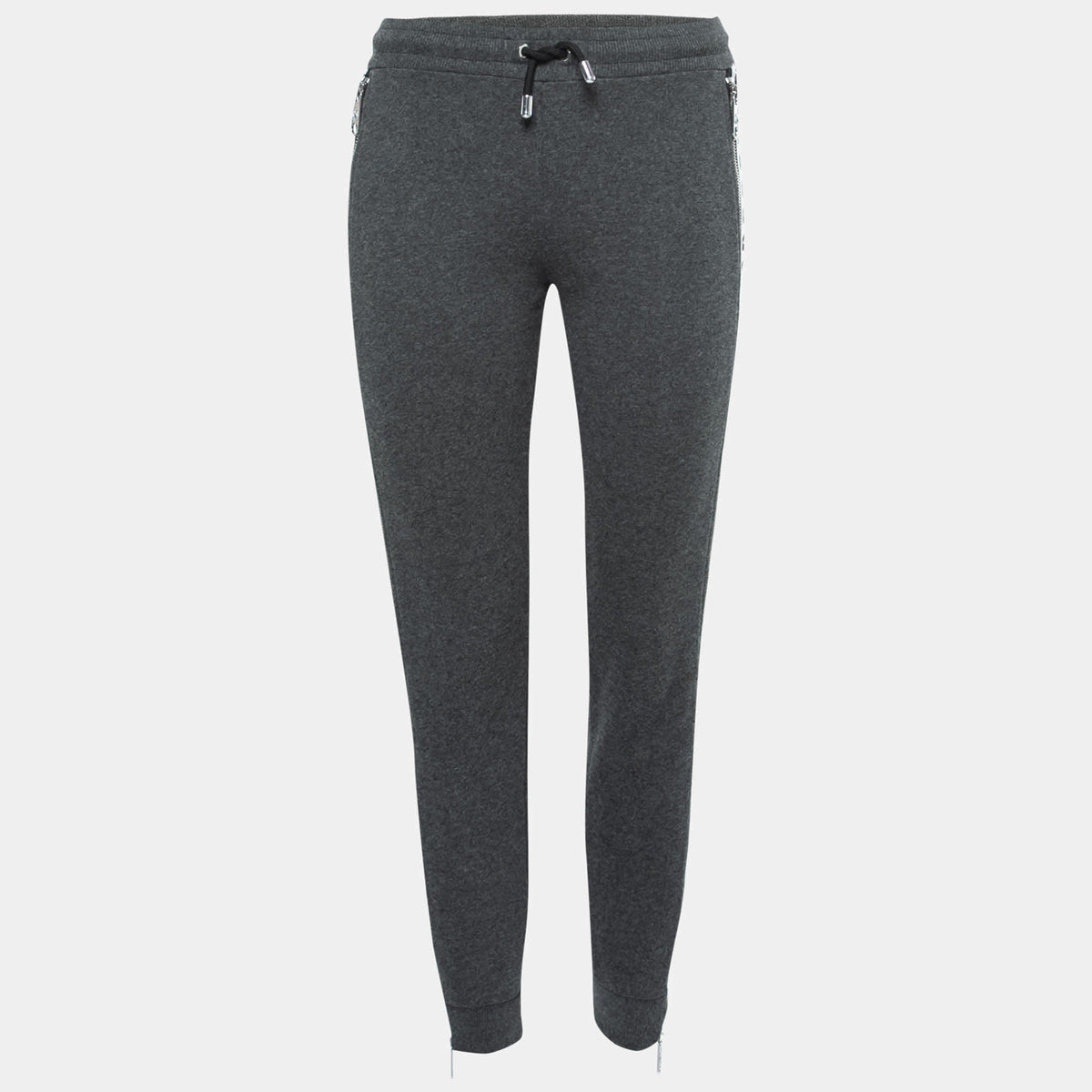 Versus Versace Grey Cotton Zip Detail Logo Tape Trimmed Joggers