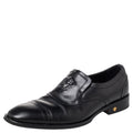 Versace Black Leather Medusa Embellished Slip On Oxford