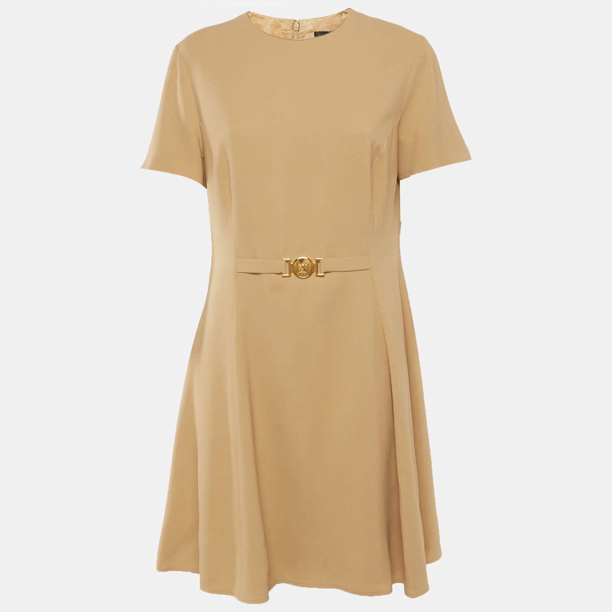 Versace Beige Crepe Medusa 95' Mini Dress