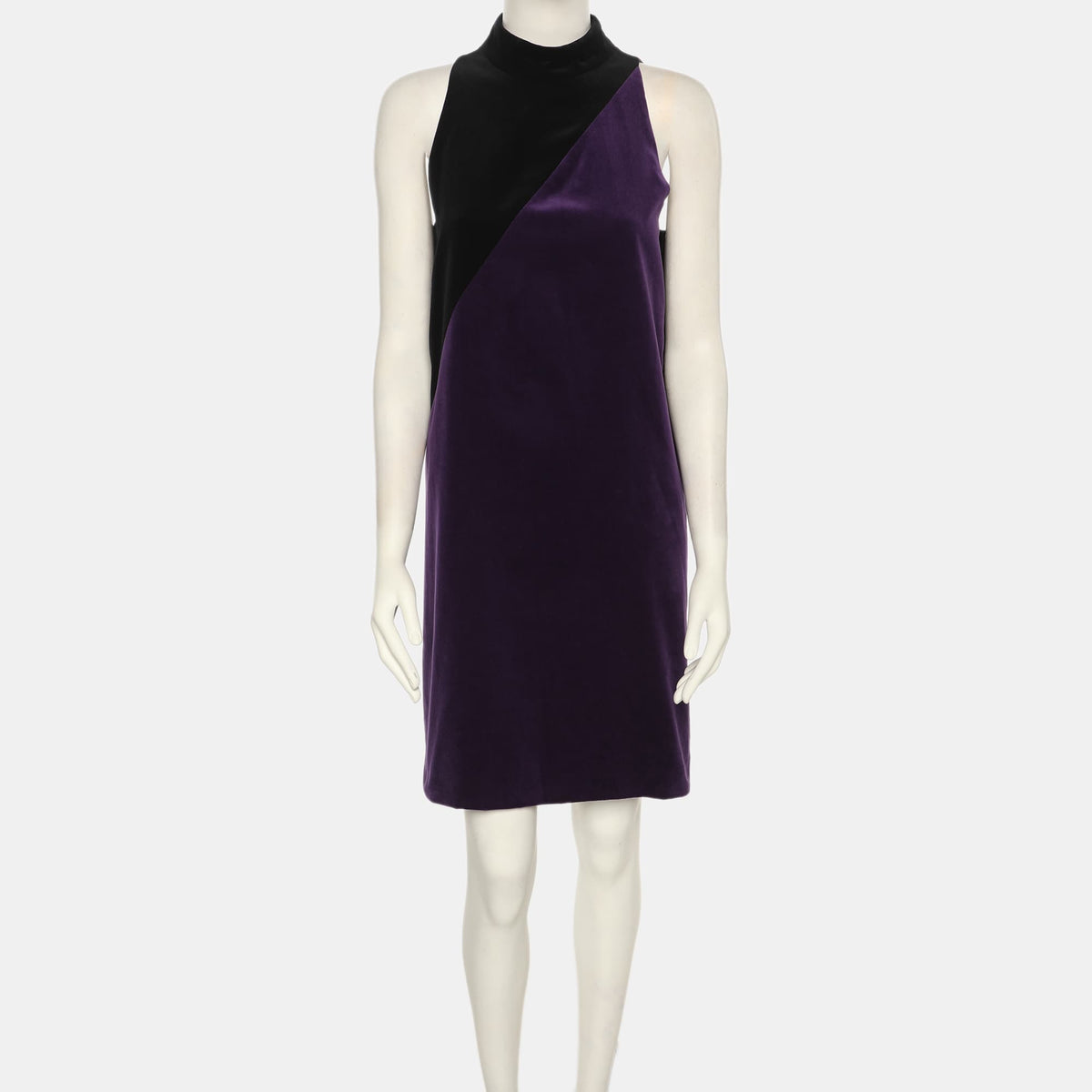 Versace Collection Purple/black Velvet Halter Neck Midi Dress