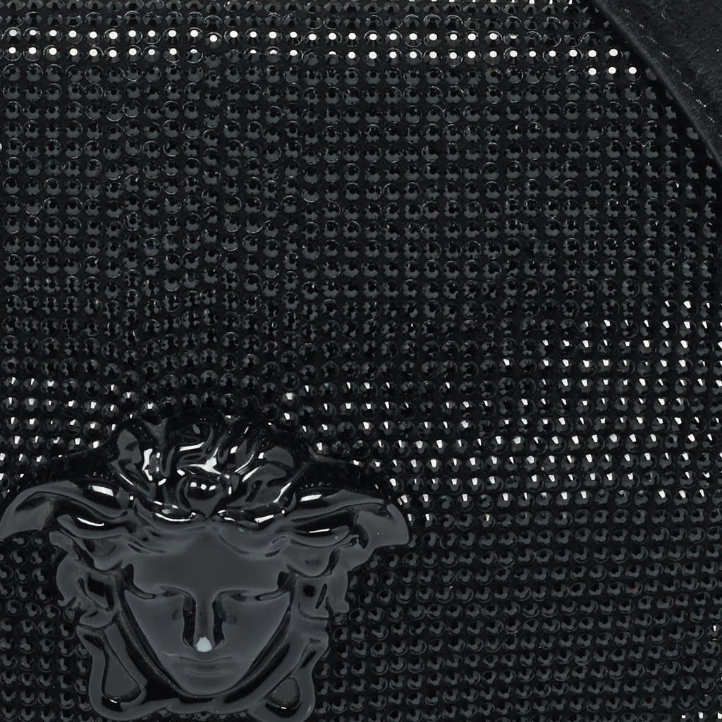 Versace Sultan Medusa Black Crystal Embellished Suede Shoulder Bag