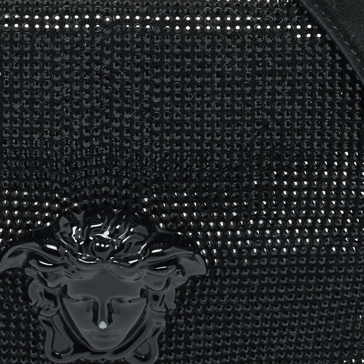 Versace Sultan Medusa Black Crystal Embellished Suede Shoulder Bag