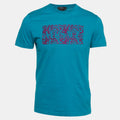 Versace Blue Flock Logo Cotton Jersey Taylor Fit T-Shirt