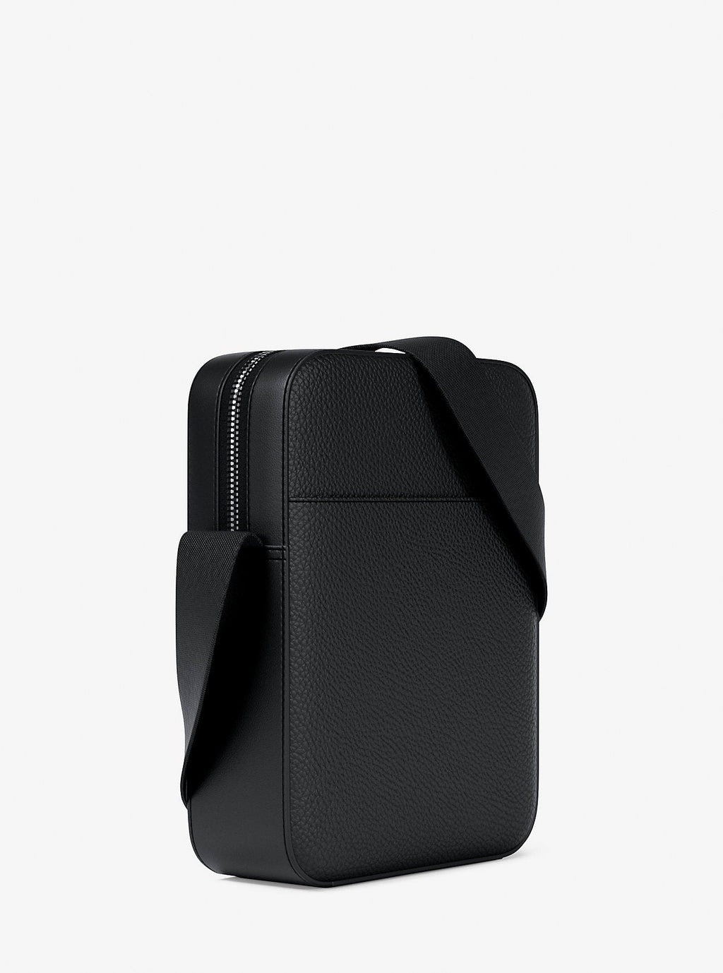 Cooper Logo Embossed Pebbled Leather Messenger Bag